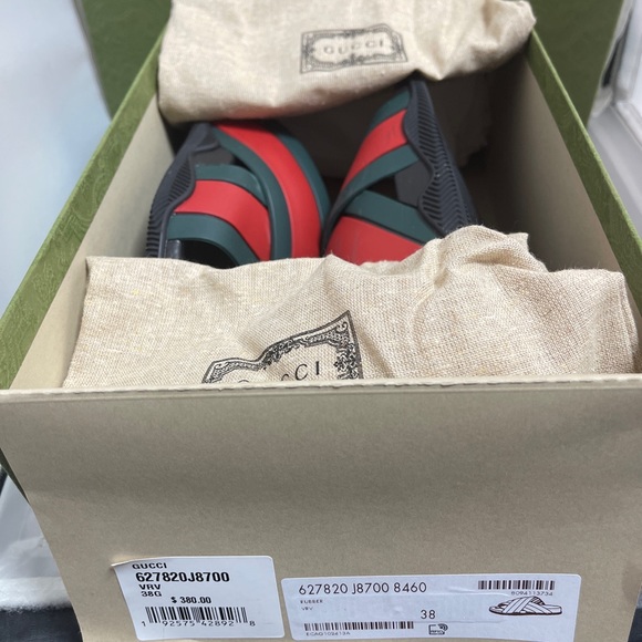 Excellent condition Gucci Mens Slipon 8 (38) Green/Red - Picture 9 of 14
